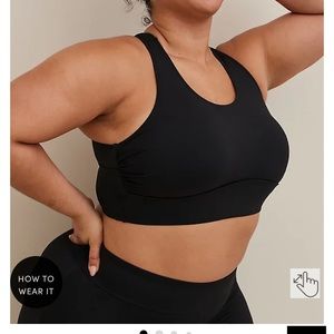 Torrid ACTIVE SWIM CROSS BACK TOP - MATTE BLACK (size 2 BNWT)